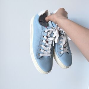 Ara Light Blue Leather Sneakers High Soft Sz 8.5